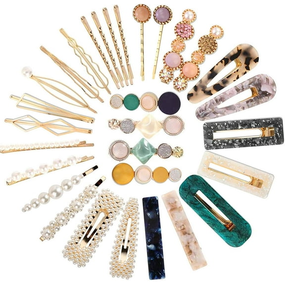 ZYNERY 30 Pieces Hair Clips, Rhinestone Hair Clips, Metal Hairpin, pearl hair clips, metal vintage hair clips Hair Accessories for Women Girls