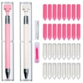 thumbnail image 1 of ZYNERY 34 Pcs Diamond Painting Pens Kit, 2 Refillable Wax Pen with 34 Wax, Rotating Glue Point Drill Pen for Nail Art, Diamond Art Accessories and Tools, Quickly Pick up Beads Gem (Pink&White), 1 of 8