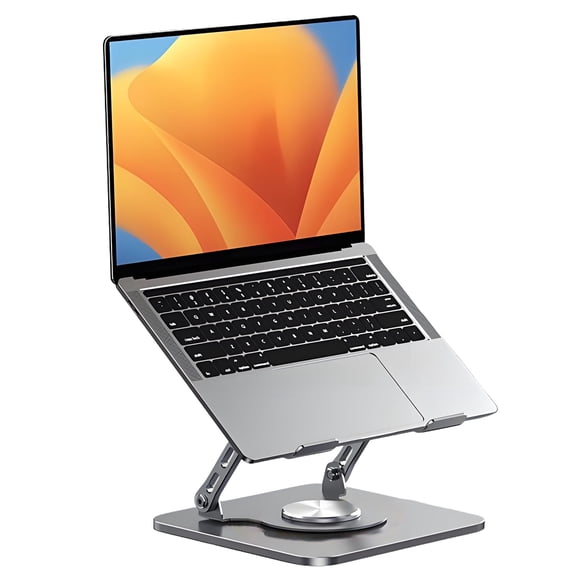 ZYNERY 360 Rotating Laptop Stand for DeskFoldable & Portable Carbon Steel Notebook Mount, Computer Holder for 8-17.3 inch Laptops,with Anti-Slip Base, Gray