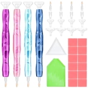 ZYNERY 4 Pcs Diamond Painting Pens, Resin Diamond Art Pens with Clay Tips Tray, 5D Diamond Painting Accessories and Tools for DIY Diamond Painting Hobby Multicolor