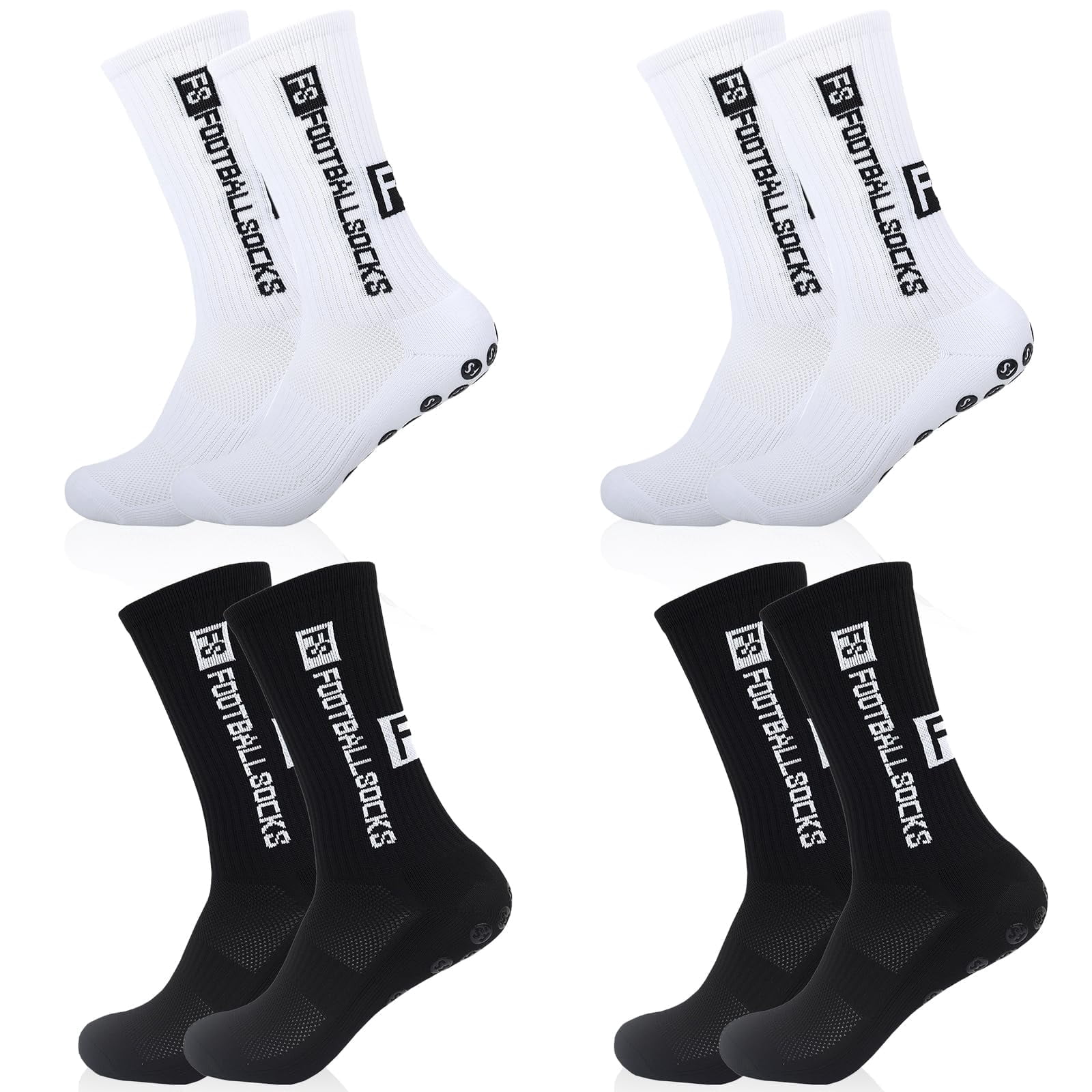 6 Pairs Non-Slip Football Socks, Mid Calf Sports Socks for