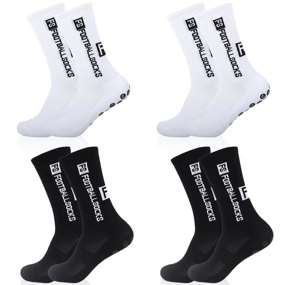 ZYNERY 4 Pack FS Grip Socks Football Silicone Suction Cup Anti-Slip Socks, Anti-Slip Socks for Men Women, Suitable for Basketball Rugby Yoga Hiking