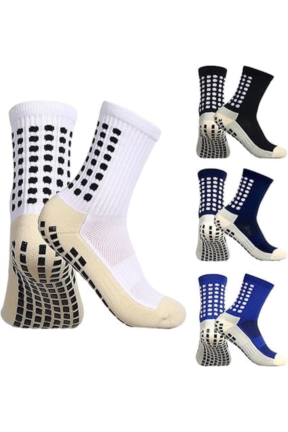 4 Pairs Soccer Grip Socks, US size 7-13 Gain the Edge Grip Socks, Anti Slip Sports Socks, Basketball Yoga Soccer Socks for Men, Grippy Soccer Socks