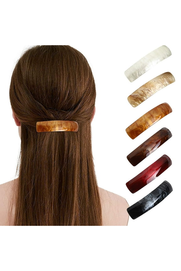 6 Pieces Hair Clip, Automatic Large Classic Hair Clips for Fine Hair and Medium Thick Hair, French Retro Vintage Hair Accessories for Women Girls (Amber)