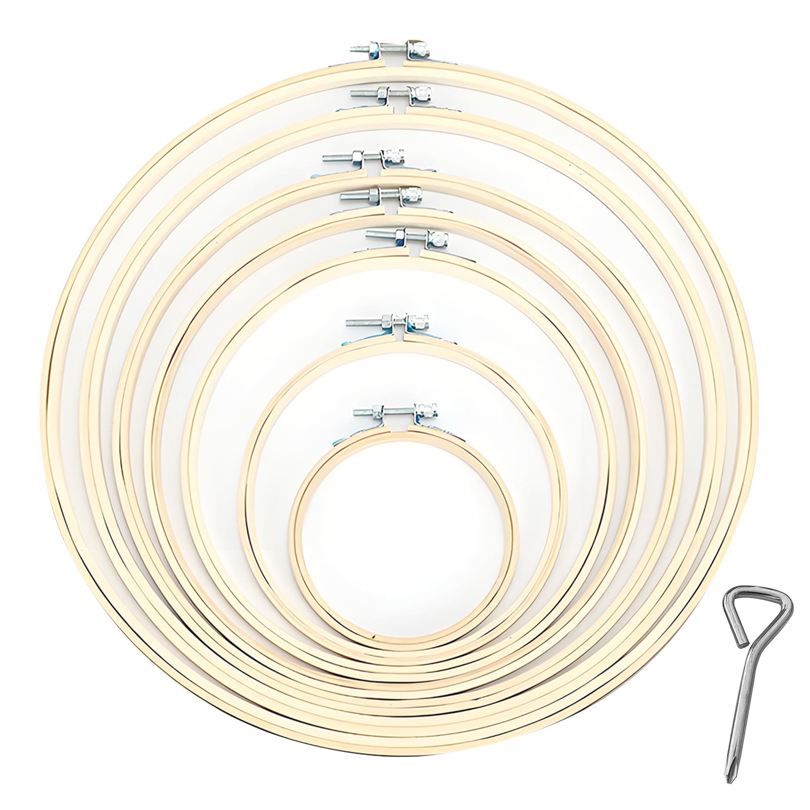 ZYNERY 7 Pieces 7 Sizes Bamboo Embroidery Hoop Set - Sizes 4 to 10 Inch with Screwdriver, Round Natural Wood Craft Frames for Cross Stitch, Needlework, Craft Sewing and DIY Art