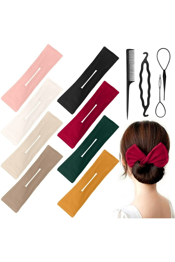 8 Pcs Deft Hair Bun Maker with 4 Pcs Hair Styling Tools, French Spinning Bun Maker for Hair, Twist Hairstyle Bun Shaper for Bridesmaids Girls, Fashion Hair Accessories for Women