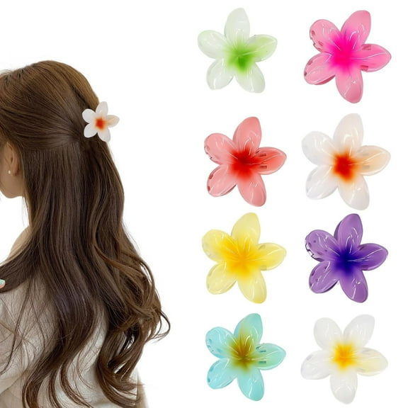 ZYNERY 8 Pieces Flower Claw clip, cute acrylic Hair clips for women hair, colorful flower hair accessories for ladies, cute flower-shaped for women girls hair styling accessories