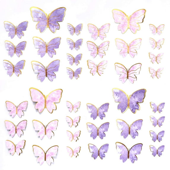 ZYNERY 80Pcs Butterfly Cupcake Toppers Birthday Cake Decoration for Birthday Party Food Decoration Mixed 5 Size