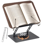 ZYNERY Book Stand for Reading, Book Holder with Bookmarks, Height & Angle Adjustable, 360  Rotating Base, Foldable and Portable, Lightweight for Office, Kitchen, Recipe, Tablets, Laptops