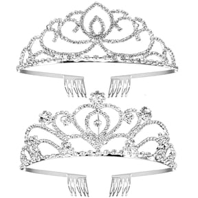 GIRACOA Crystal Rhinestone Bridal Tiara 2 pack, Elegant Wedding Crown for Women Flower Girls, Birthday Headpiece Princess Crowns Hair Accessories with Comb (Silver)