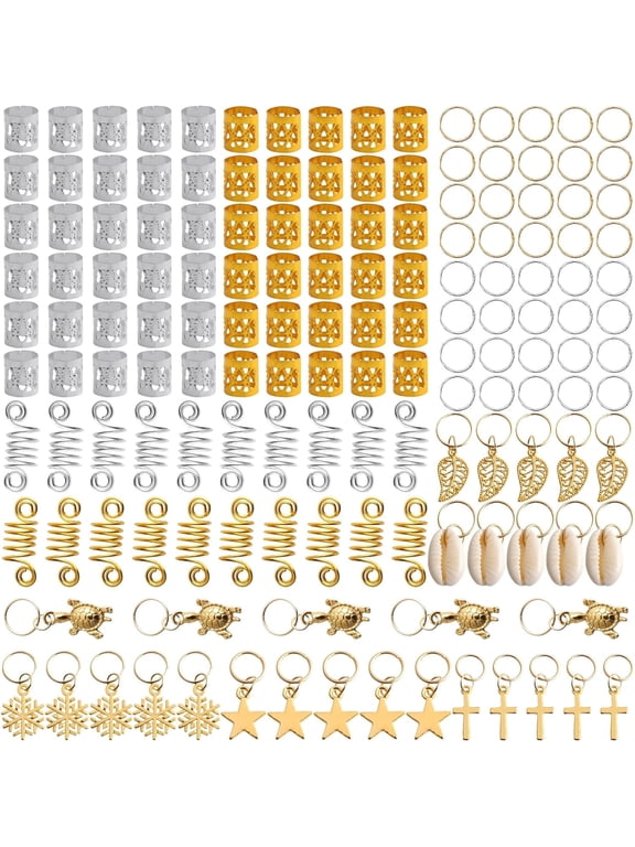 Hair Braid Rings Hair Cuffs Set, 150 Pieces Metal Hair Jewelry Pendant Rings Charm Hair Clip Braiding Circle, Dreadlocks Hair Accessories/Decoration for Woman and Man (Gold & Silver)