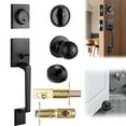 thumbnail image 1 of ZYNERY Matte Black Front Door Handle and Deadbolt Set of 6, with Reversible Knob Handle and Anti-collision Door Stop, Modern Front Door Hardware Lock Set, Universal Handle Reversible for Right & Left, 1 of 7