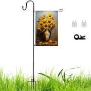 ZYNERY Upgraded Version Heavy Metal Solid Large Garden Flag Holder Stand Pole for 14'' x 20'' with Shepherd Hook for Outdoor Decor, Duty Sturdy 63 Inches Yard Flag Post Stake for Solar Lights & Flag