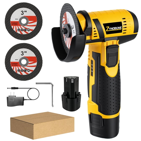 ZYNOBONE 12V Cordless Mini Angle Grinder Set with 1 Battery, 2 x 3" Cutting Discs & Charger