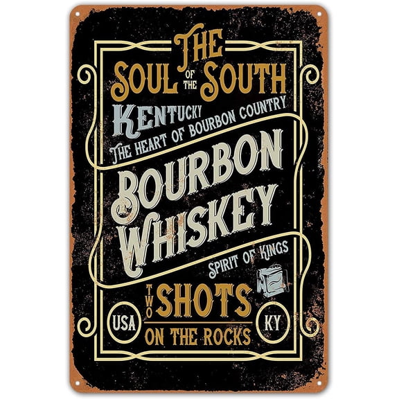 ZYPENG Retro Metal Tin Sign Kentucky Bourbon Whiskey Wall Decor for Bar Pub Man Cave Club Home 8 x 12 inches