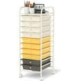 thumbnail image 1 of ZYPPP 10-Drawer Rolling Storage Drawer Cart, Utility Cart with Removable Drawers & Metal Frame, Mobile Art Craft Drawer Cart with Lockable Wheels for Home, Office, Studio-Yellow, 1 of 10