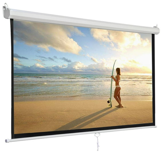 ZYPPP 120'' Projector Screen Projection Screen Manual Pull Down HD Screen 1:1 Format