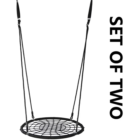 ZYPPP 2PCS Spider Web Saucer Swing 40" for Tree Kids with Steel Frame and Hanging Rope
