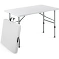 thumbnail image 1 of ZYPPP 4ft Square Folding Table, Indoor Outdoor Foldable Card Table Portable Plastic Table with Handle, Collapsible Utility Dining Table for Party Camping Picnic, White, 1 of 12