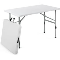 ZYPPP 4ft Square Folding Table, Indoor Outdoor Foldable Card Table Portable Plastic Table with Handle, Collapsible Utility Dining Table for Party Camping Picnic, White