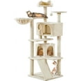 thumbnail image 1 of ZYPPP 57 inches Multi-Level Cat Tree Cat Condo with Scratching Posts Kittens Activity Tower Pet Play House Furniture Beige, 1 of 9
