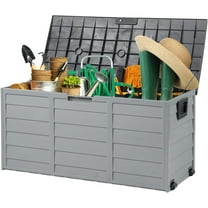 ZYPPP 75 Gallon Outdoor Storage Box, Lockable Plastic Storage Containers with Lid, Patio Deck Box Furniture for Garden, Pool, Balcony, Yard (Black)