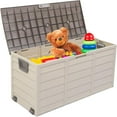 thumbnail image 1 of ZYPPP 75 Gallon Outdoor Storage Box, Lockable Plastic Storage Containers with Lid, Patio Deck Box Furniture for Garden, Pool, Balcony, Yard (Coffee), 1 of 7