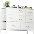 thumbnail image 1 of ZYPPP Bedroom Dresser, White Dresser with Fabric Drawer, Drawer Cabinet PU Finish, Metal Handle, Closet Kids Room, White-13.8"D x 43.3"W x 31.9"H (9 Drawers), 1 of 10