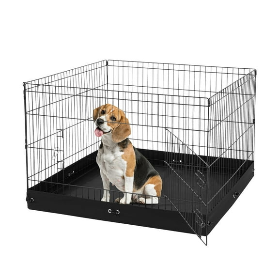 ZYPPP Dog Playpen 4 Panels Foldable Metal Dog Exercise Pen with Bottom Pad 36 in