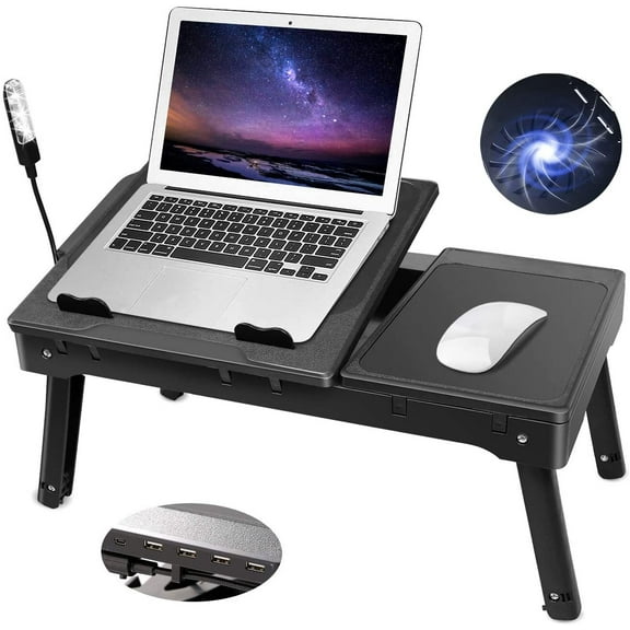 ZYPPP Foldable Laptop Table Tray Desk Tablet Desk Stand Bed Sofa Couch W/Cooling Fan