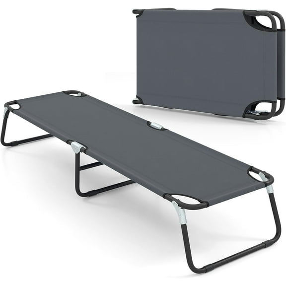ZYPPP Folding Camping Cot, Portable Ultralight Compact Sleeping Cot Bed for Adults with Oxford Fabric, for Outdoor Travel Backpacking Hiking Patio Home Office, 330LBS (Grey)
