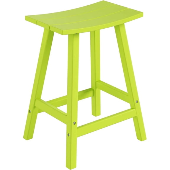 ZYPPP Furniture Saddle Stool 24" 29" in Adirondack HDPE Backless Patio Kitchen Counter Bar Stool Seat (Lime, 24" Counter Stool)