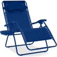 thumbnail image 1 of ZYPPP Oversized Zero Gravity Chair, Folding Outdoor Patio Lounge Recliner w/Cup Holder Accessory Tray, Pillow - Marine, 1 of 8