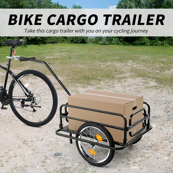 ZYPPP Portable Bike Cargo Trailer with Universal Hitch Bicycle Wagon Trailer Black