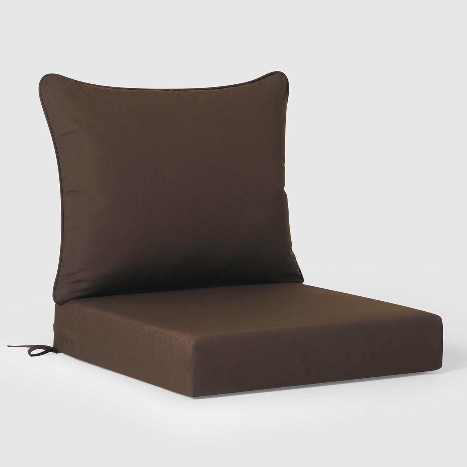 ZYPPP Water Resistant Outdoor 2-Piece Deep Set Patio Seat Back Chair Cushions, 25 x 25-Brown