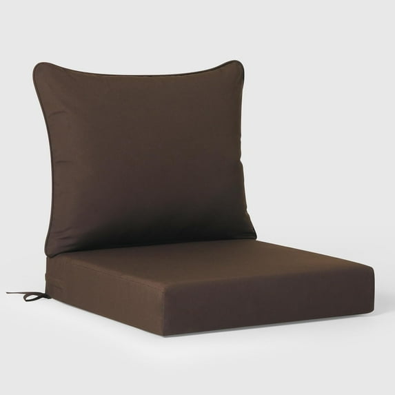 ZYPPP Water Resistant Outdoor 2-Piece Deep Set Patio Seat Back Chair Cushions, 25 x 25-Brown