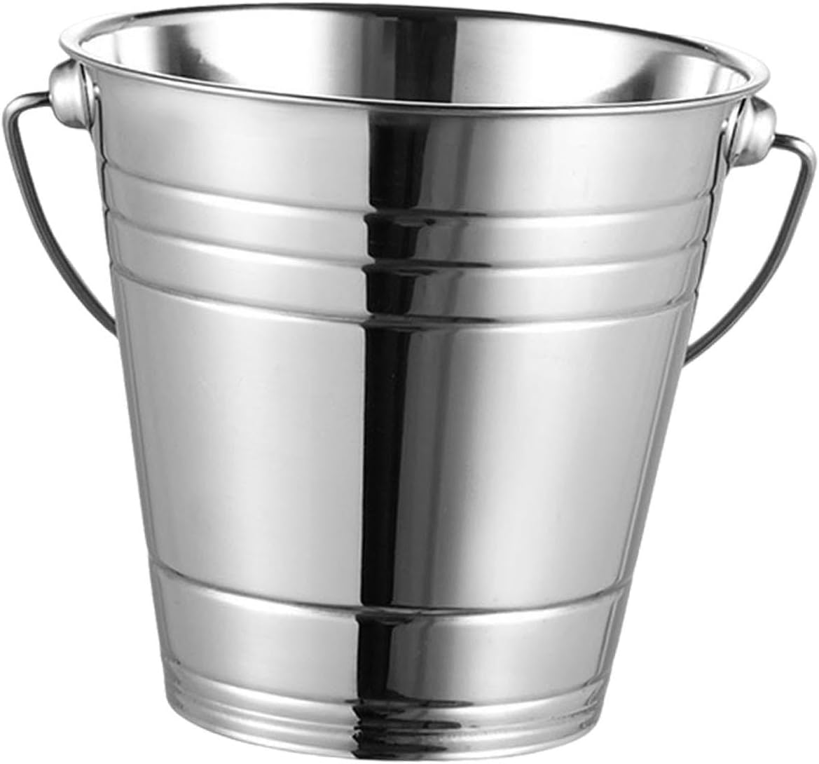 ZYPortable Ice Bucket Snack Bucket Portable Handle Metal Beverage Tub