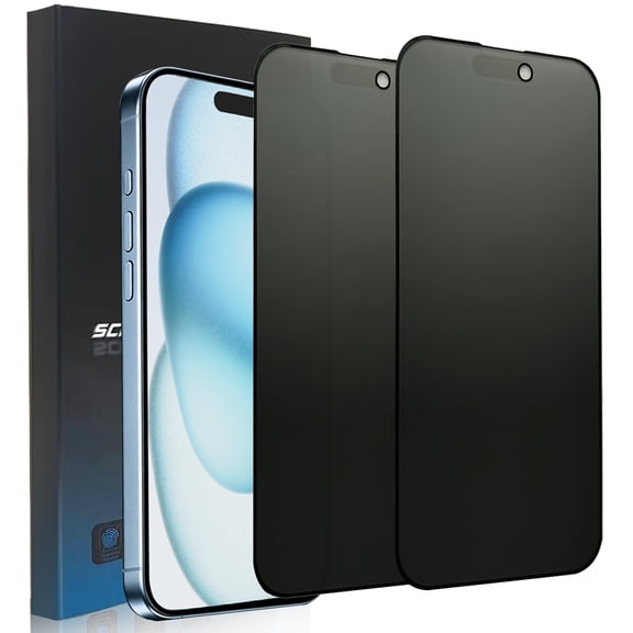 ZYQEEE 2 Pack Matte Privacy Screen Protector for iPhone 15 Plus - 6.7", Anti-Spy Scratch Resistant Tempered Glass Film, Anti-Glare and Anti-Fingerprint, Rounded Edge Full Coverage