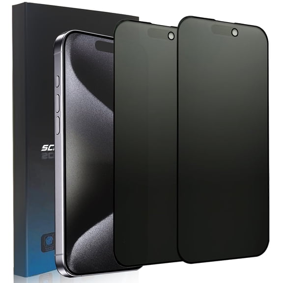 ZYQEEE 2 Pack Matte Privacy Screen Protector for iPhone 15 Pro - 6.1", Anti-Spy Scratch Resistant Tempered Glass Film, Anti-Glare and Anti-Fingerprint, Rounded Edge Full Coverage