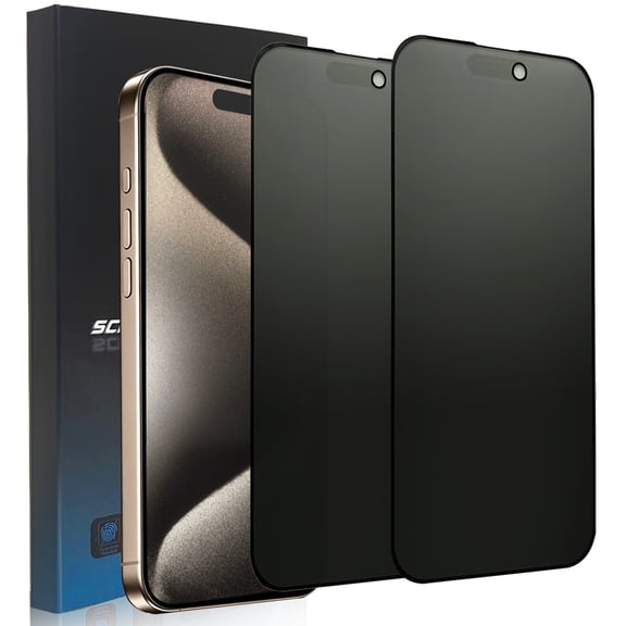 ZYQEEE 2 Pack Matte Privacy Screen Protector for iPhone 15 Pro Max - 6.7", Anti-Spy Scratch Resistant Tempered Glass Film, Anti-Glare and Anti-Fingerprint, Rounded Edge Full Coverage