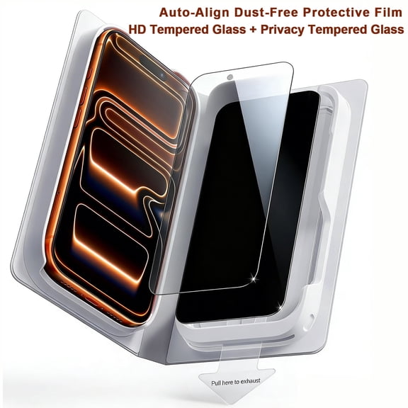 ZYQEEE 2 Pack Tempered Glass for iPhone 17 Pro MAX, Privacy Screen Protector + HD Screen Protector,Auto Dust-Elimination, Auto Alignment, Military-Grade Protection, Easy Installation