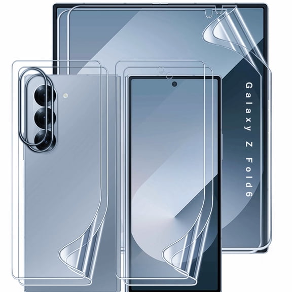 ZYQEEE 2 Sets Screen Protector for Samsung Galaxy Z Fold 6 - 7.6", Front Flim + Back Flim Full Coverage for Galaxy Z Fold6, HD Clear Scratch Resistant, Premium Folding