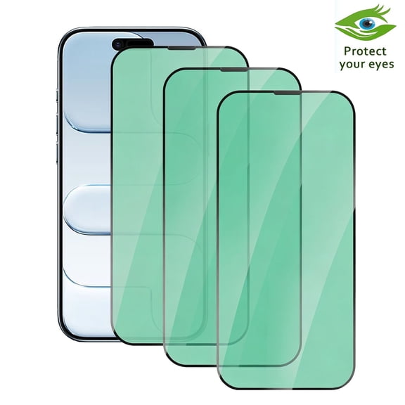 ZYQEEE 3 Pack Anti Blue Light Screen Protector Compatible for iPhone 17 Air, Green Light Eye Protection Tempered Glass, Bubble-Free