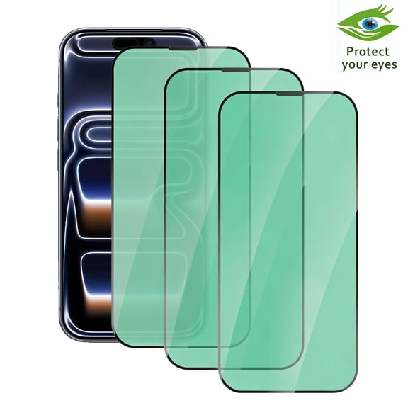 ZYQEEE 3 Pack Anti Blue Light Screen Protector Compatible for iPhone 17 Pro, Green Light Eye Protection Tempered Glass, Bubble-Free