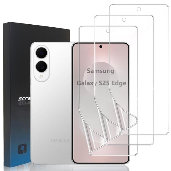 ZYQEEE [3 Pack] HD Screen Protector for Samsung Galaxy S25 Edge, Soft Clear TPU Protective Film [Not Tempered Glass],Support Fingerprint,Scratch-resistant Self-Healing ,Case Friendly