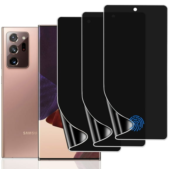 ZYQEEE Privacy Screen Protector for Samsung Galaxy Note 20, Anti-Spy Flexible TPU Hydrogel Film for Galaxy Note 20, Support Fingerprint Unlock,Curved Coverage, 3 Pack