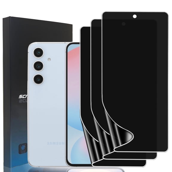 ZYQEEE Privacy Screen Protector for Samsung Galaxy S24 FE, Anti-Spy TPU Protective Film,Support Fingerprint Unlock,Curved Coverage [Not Tempered Glass], 3 Pack