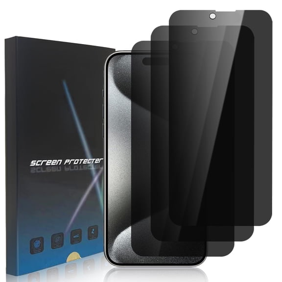ZYQEEE [3 Pack] Privacy Screen Protector Compatible for iPhone 15 Pro,Tempered Glass Film Anti-spy 9H Hardness, Scratch Resistant, Case Friendly,Bubble Free