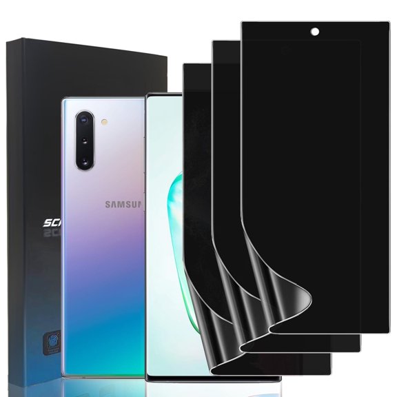 ZYQEEE Privacy Screen Protector for Samsung Galaxy Note 10 Plus 5G, Anti-Spy TPU Protective Film,Support Fingerprint Unlock,Curved Coverage [Not Tempered Glass], 3 Pack