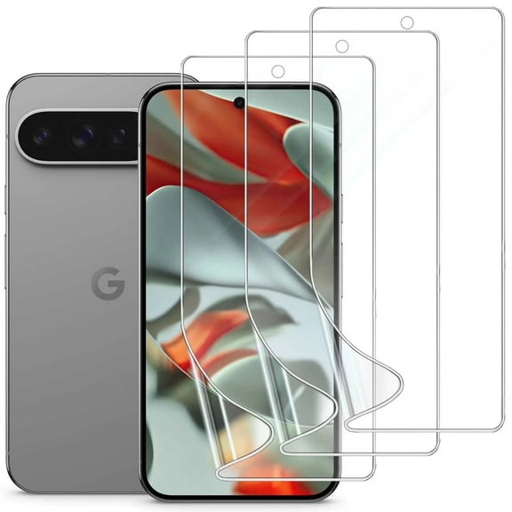 ZYQEEE 3 Pack Clear Screen Protector for Google Pixel 9 Pro XL - 6.8", HD Hydrogel Soft TPU Protective Film, Fingerprint Compatible, Case Friendly [Not Tempered Glass]